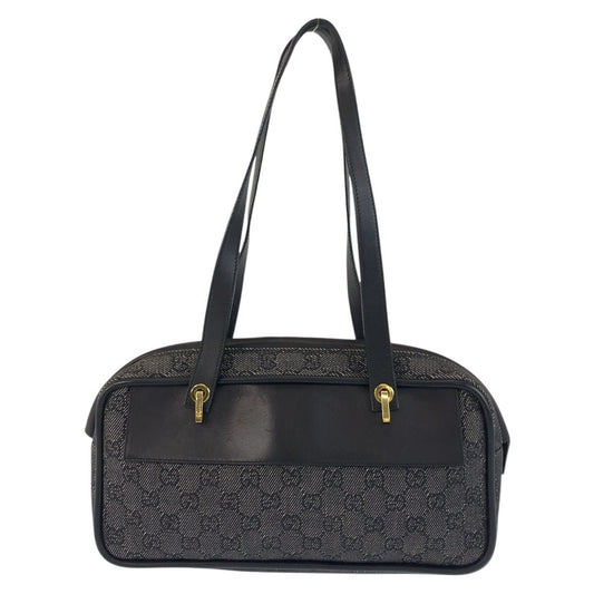 GUCCI Shoulder Bag 92729 GG canvas, leather Black GoldMetal Women Used Authentic