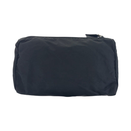 PRADA Pouch Nylon Black SilverMetal pouch accessory pouch Test Triangle With logo Women Used Authentic