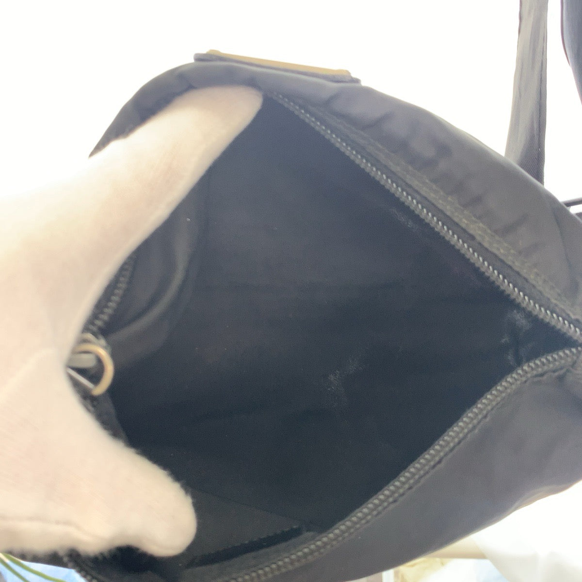 PRADA Pouch Nylon Black SilverMetal pouch accessory pouch Test Triangle With logo Women Used Authentic