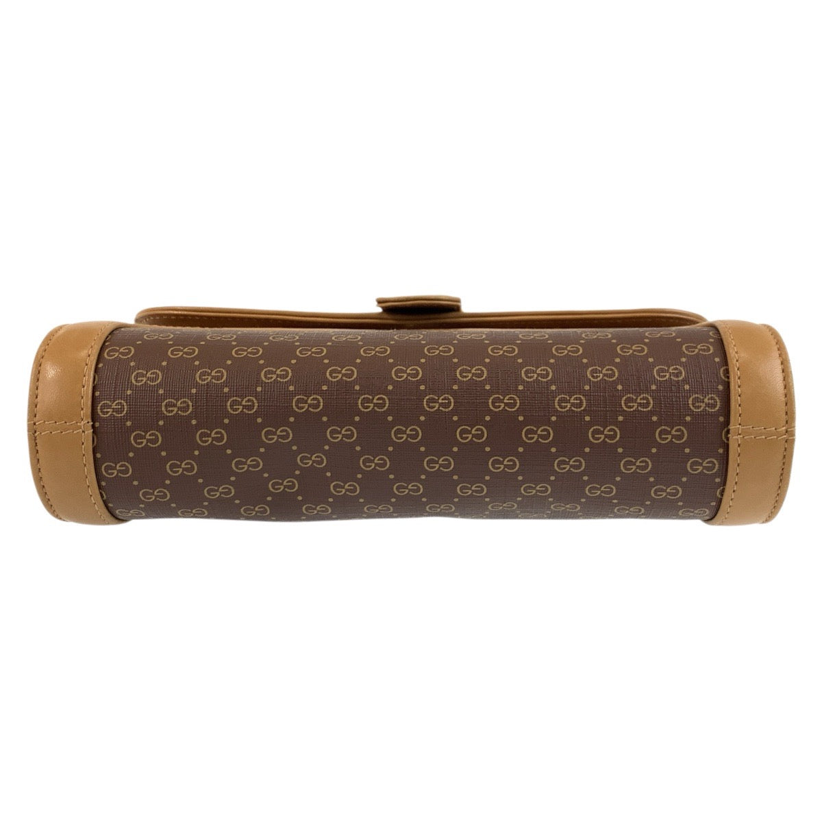 GUCCI Shoulder Bag 001 414 1161 PVC, Leather Brown Gold Metal Shoulder Bag pochette Micro GG Old Gucci Women Used Authentic