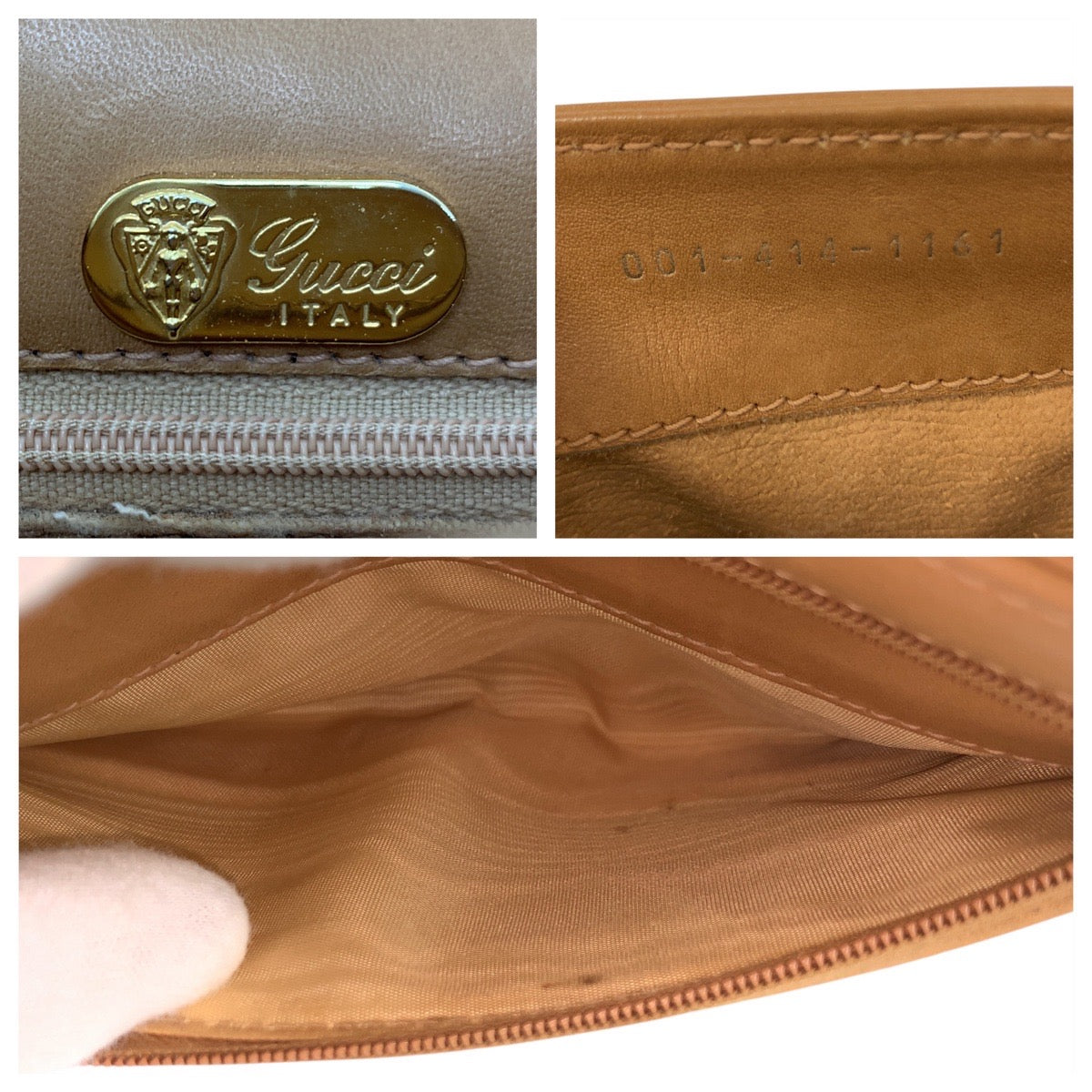 GUCCI Shoulder Bag 001 414 1161 PVC, Leather Brown Gold Metal Shoulder Bag pochette Micro GG Old Gucci Women Used Authentic