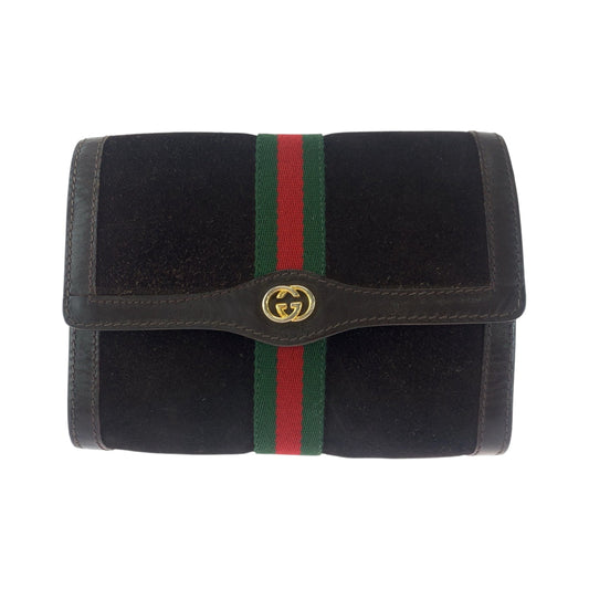 GUCCI Clutch bag Suede Brown Gold Metal Clutch bag business bag Old Gucci Shelly Line Gucci perfume Women(Unisex) Used Authentic