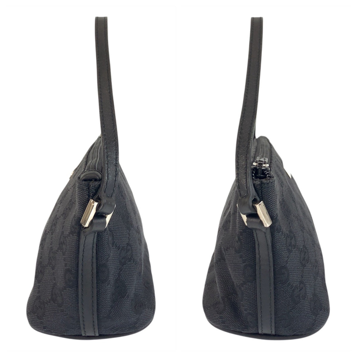 GUCCI Handbag 039 1103 GG canvas, leather Black SilverMetal Handbag accessory pouch Women Used Authentic
