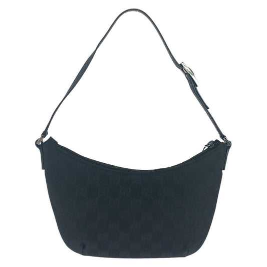 GUCCI Shoulder Bag 32160 GG canvas, leather Black Silver Metal Women Used Authentic