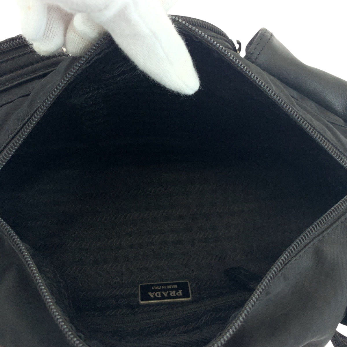 PRADA Waist bag Nylon Black Silver Metal Test Triangle With logo