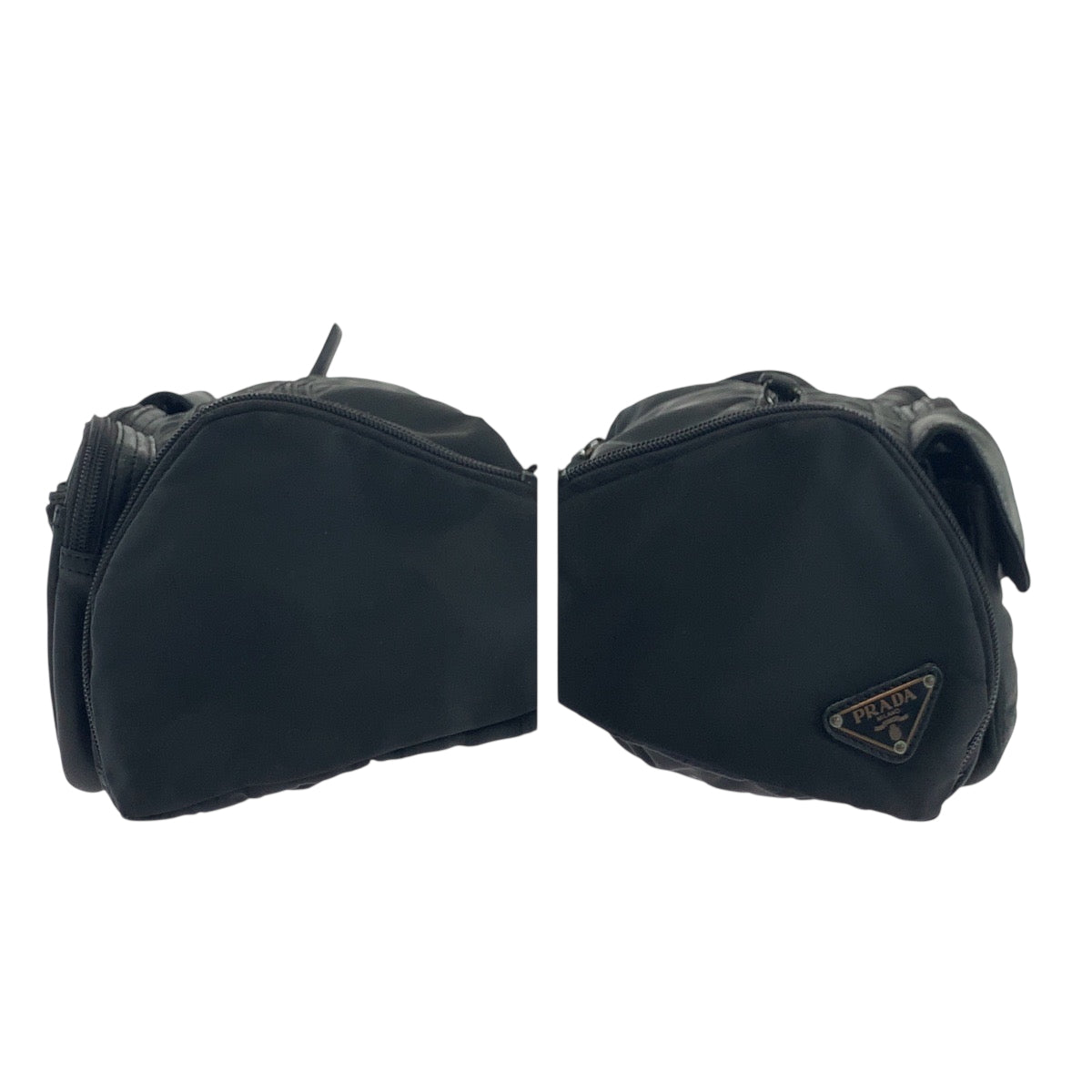 PRADA Waist bag Nylon Black Silver Metal Test Triangle With logo