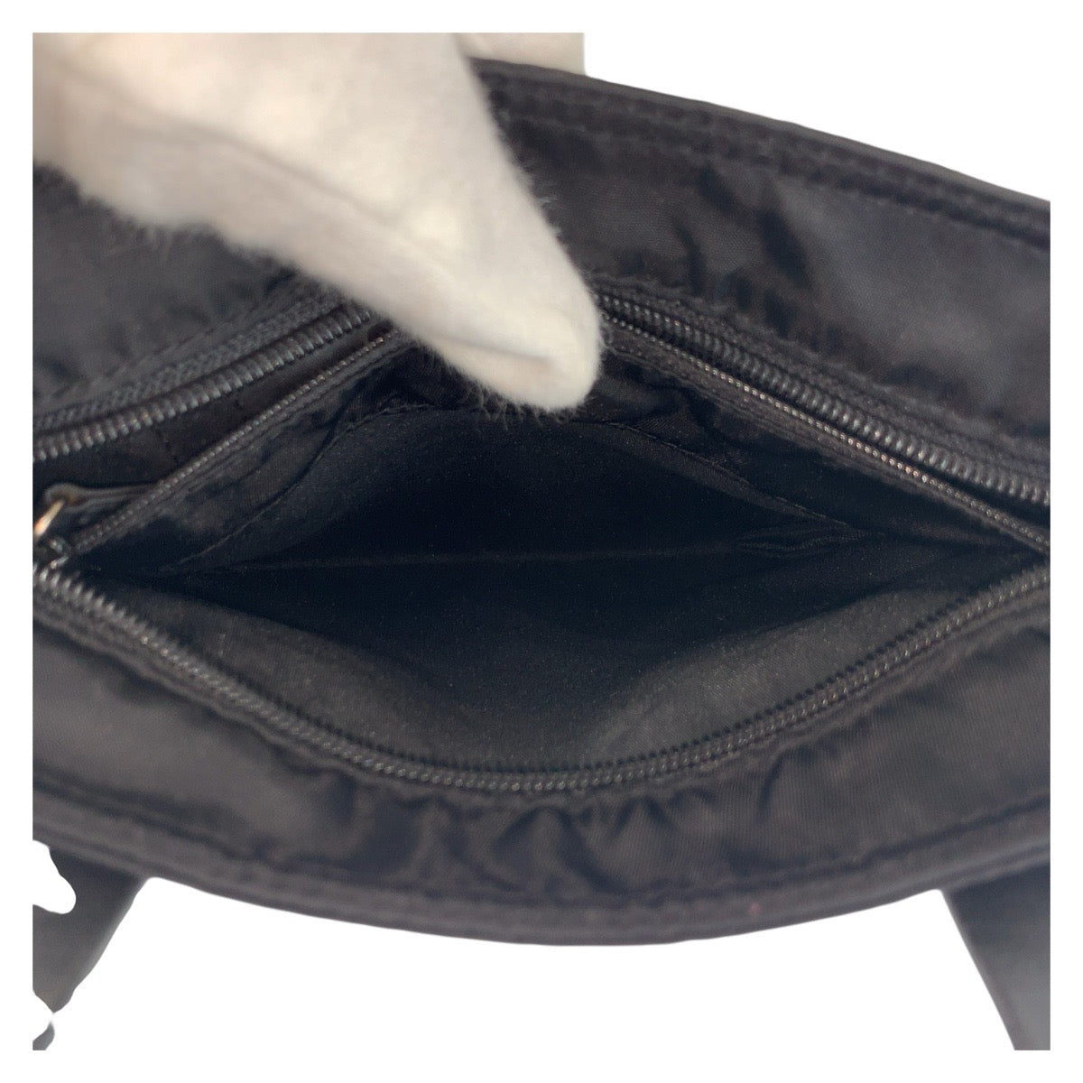 PRADA Tote Bag Nylon, Leather black Tote Bag handbag Test Triangle With logo Women Used Authentic