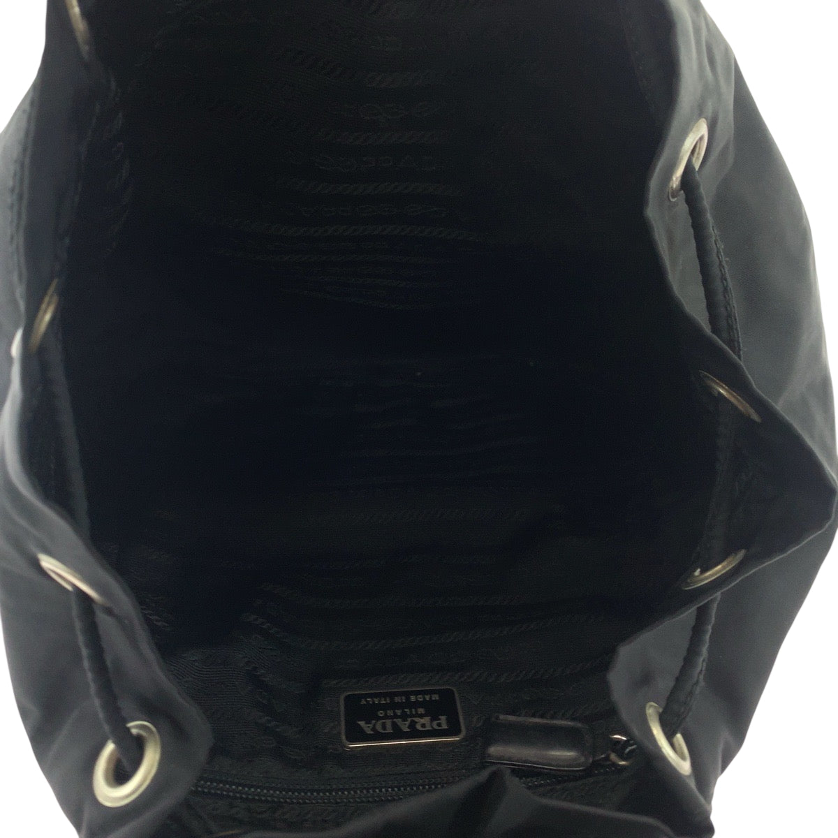 PRADA Backpack Nylon Black SilverMetal Backpack Backpack Test Triangle With logo Women Used Authentic