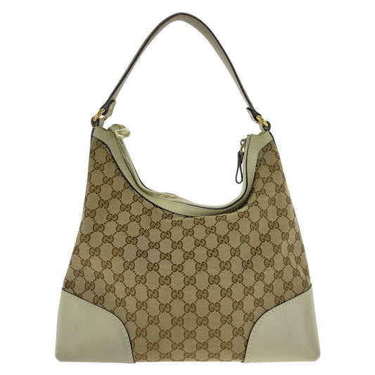 GUCCI Shoulder Bag 257070 GG canvas, leather Beige Ivory Gold Metal Hobo Shoulder Bag Lovely Women Used Authentic