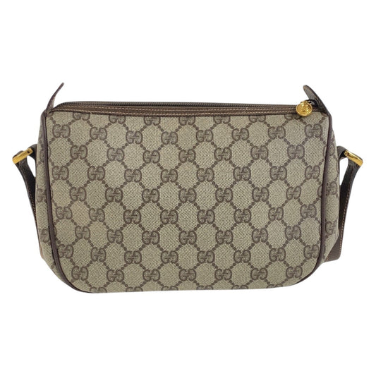 GUCCI Shoulder Bag 001 123 6177 GG Supreme Canvas, PVC Beige Brown Gold Metal Shoulder Bag Crossbody Old Gucci Shelly Line Women Used Authentic