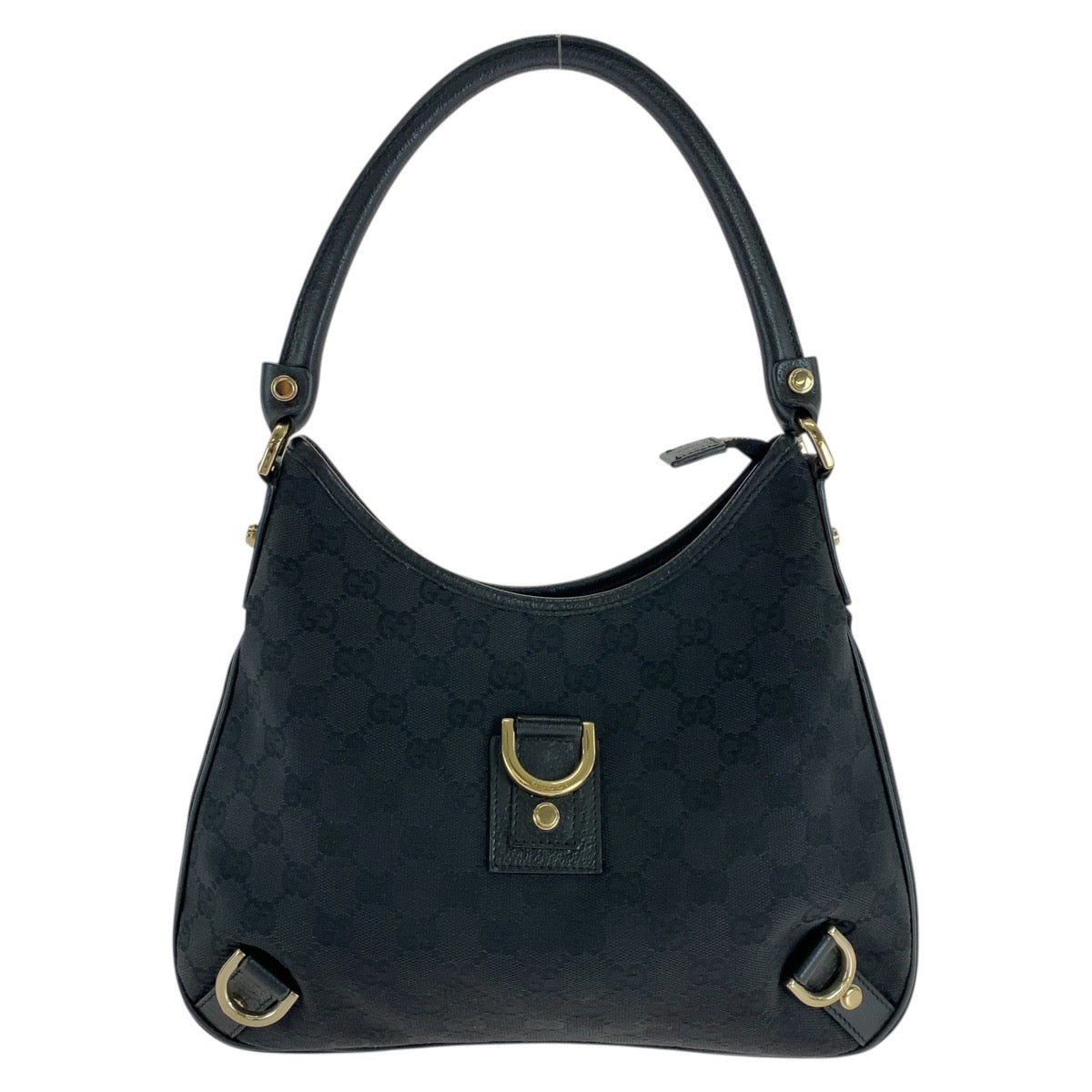 GUCCI Shoulder Bag 130738 GG canvas Black GoldMetal Abbey