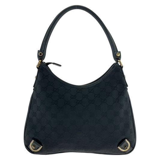 GUCCI Shoulder Bag 130738 GG canvas Black GoldMetal Abbey