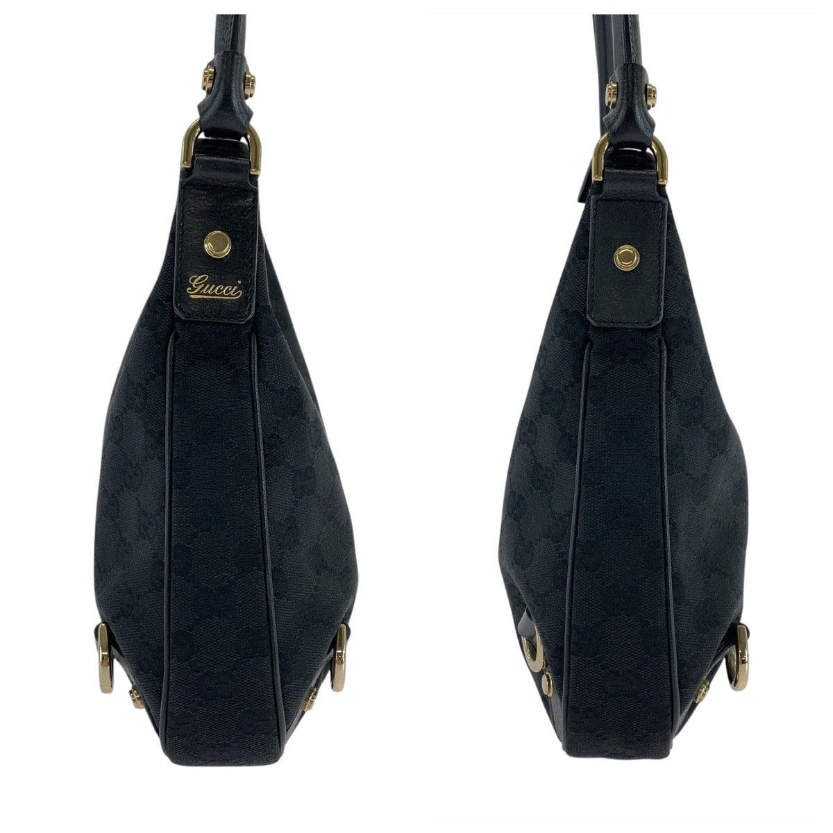GUCCI Shoulder Bag 130738 GG canvas Black GoldMetal Abbey