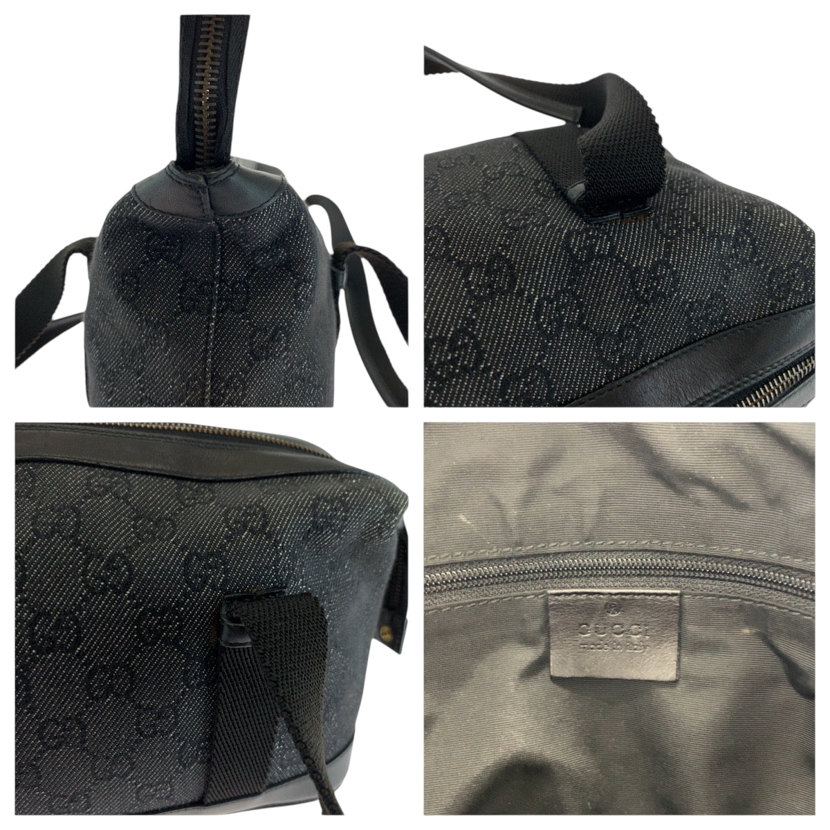 GUCCI Shoulder Bag 92734 GG canvas Black GoldMetal Shoulder Bag Boston Duffel bag Handbag Women Used Authentic