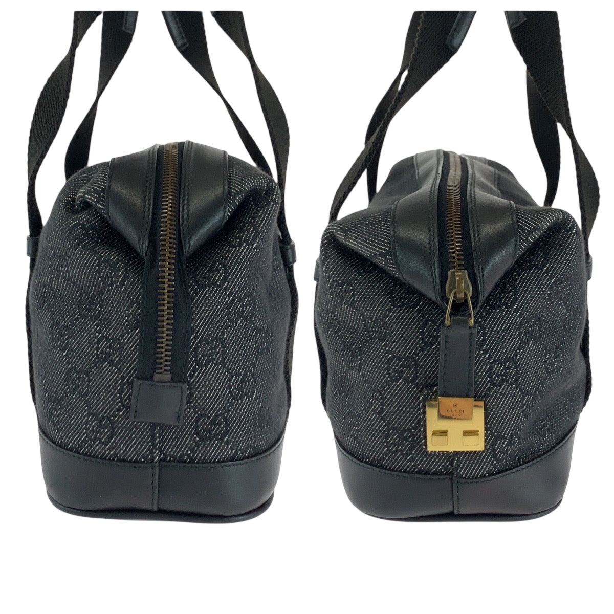 GUCCI Shoulder Bag 92734 GG canvas Black GoldMetal Shoulder Bag Boston Duffel bag Handbag Women Used Authentic