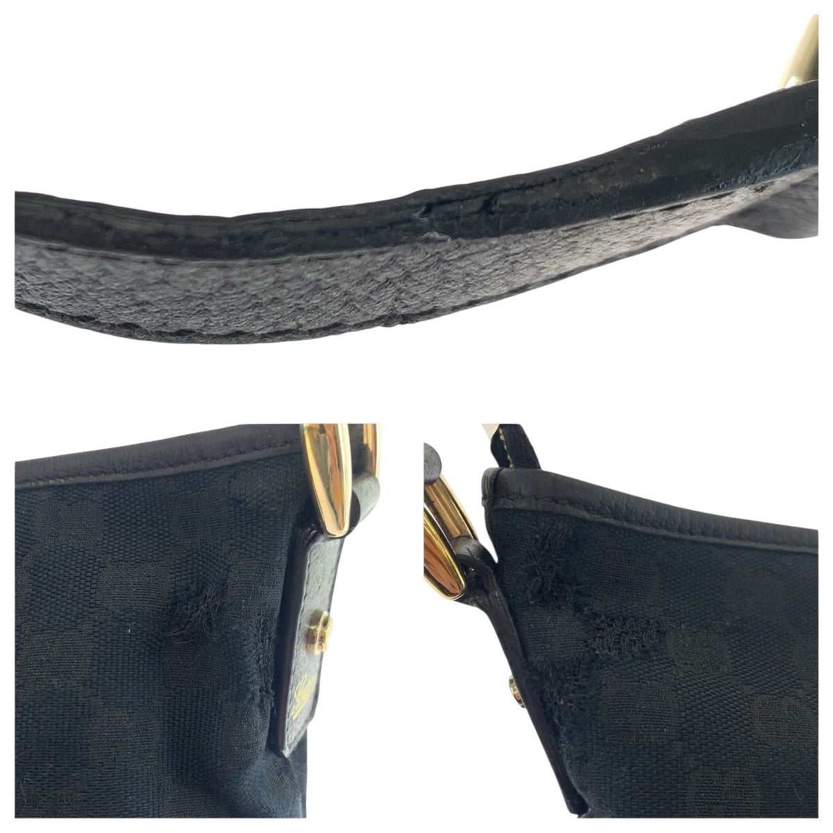 GUCCI Shoulder Bag 131326 GG canvas Black GoldMetal Shoulder Bag Crossbody Abbey Women Used Authentic