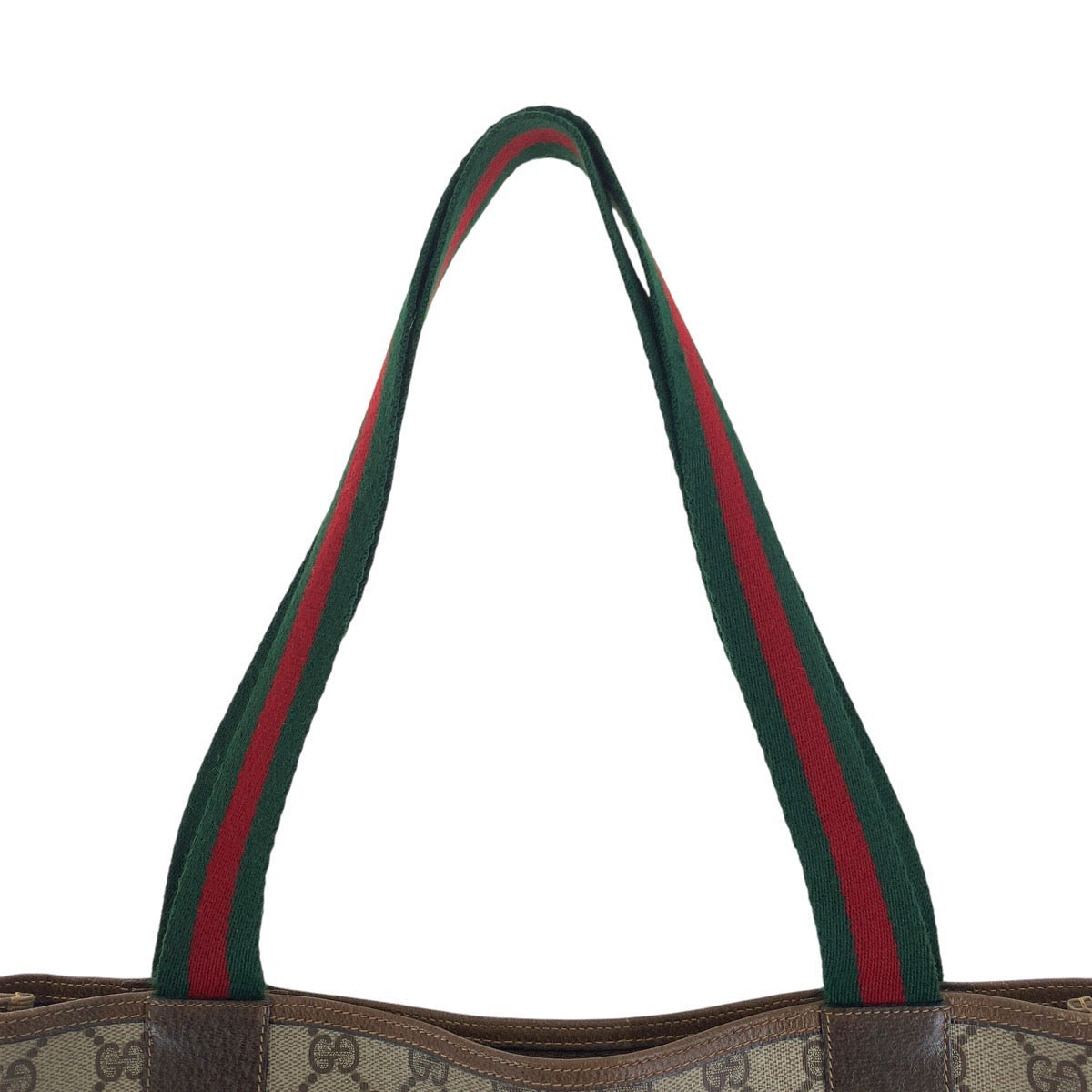 GUCCI Tote Bag 902 02 003 GG Supreme Canvas Brown Gold Metal Old Gucci Shelly Line