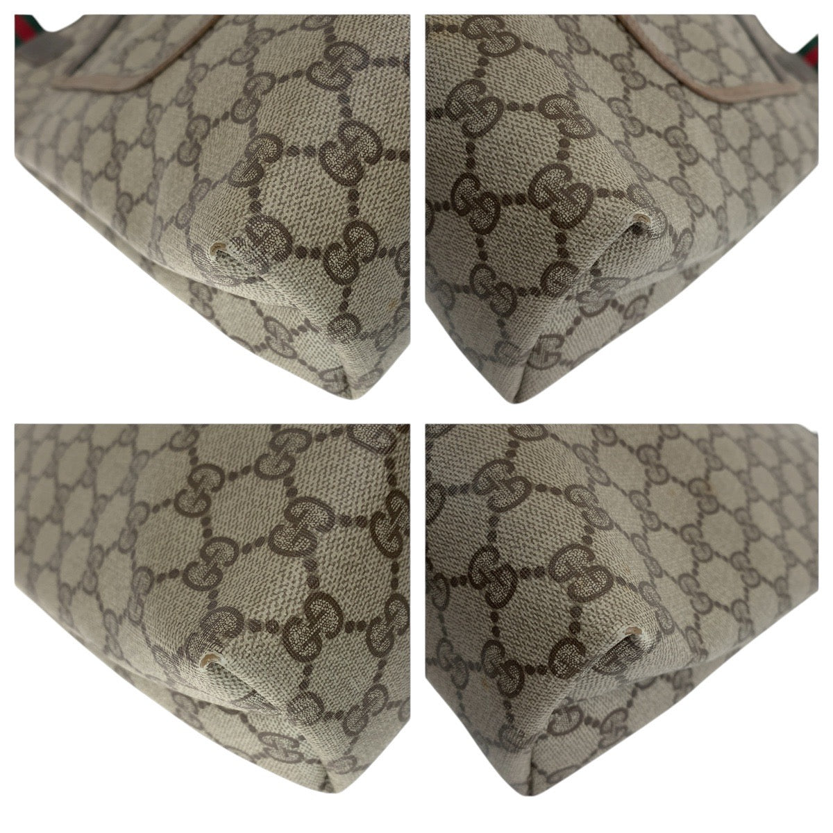 GUCCI Tote Bag 902 02 003 GG Supreme Canvas Brown Gold Metal Old Gucci Shelly Line