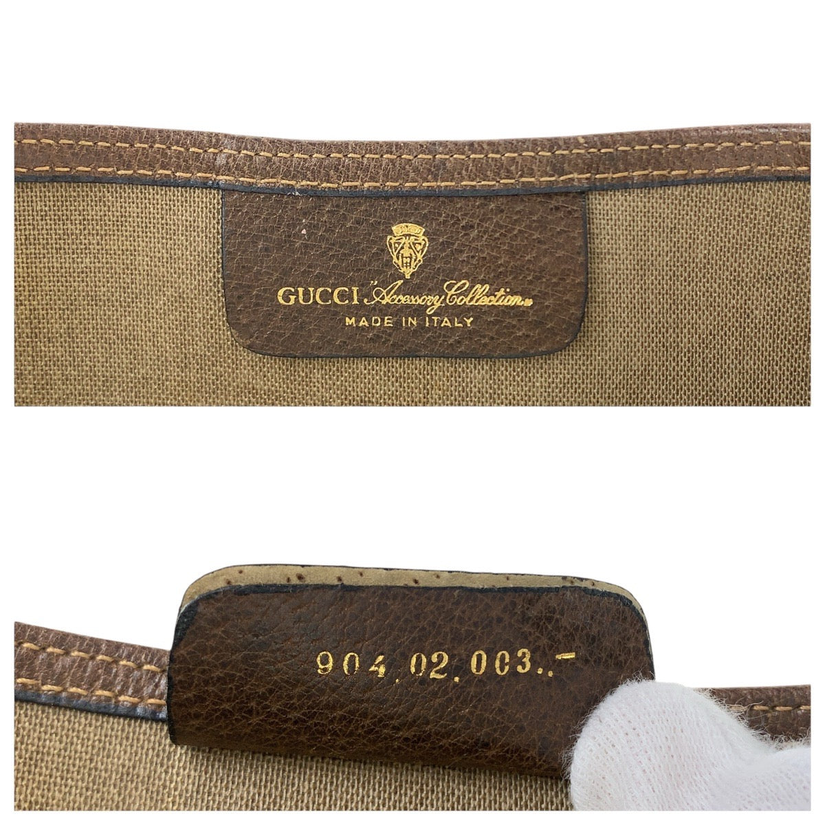 GUCCI Tote Bag 902 02 003 GG Supreme Canvas Brown Gold Metal Old Gucci Shelly Line