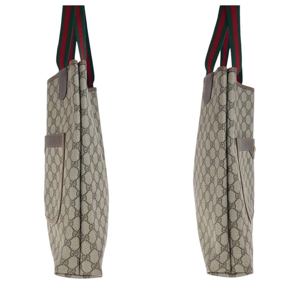 GUCCI Tote Bag 902 02 003 GG Supreme Canvas Brown Gold Metal Old Gucci Shelly Line