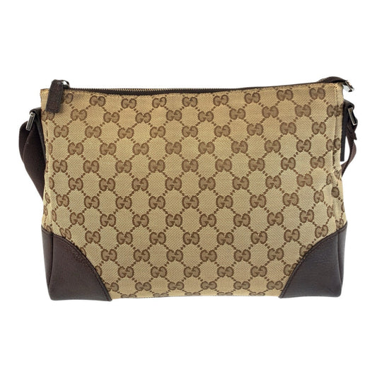 GUCCI Shoulder Bag 114273 GG canvas, leather Beige brown Shoulder Bag Messenger bag Women Used Authentic