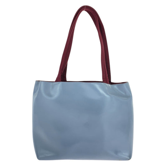 PRADA Tote Bag leather Blue Wine Red Tote Bag Shoulder Bag Cut-off logo Women Used Authentic