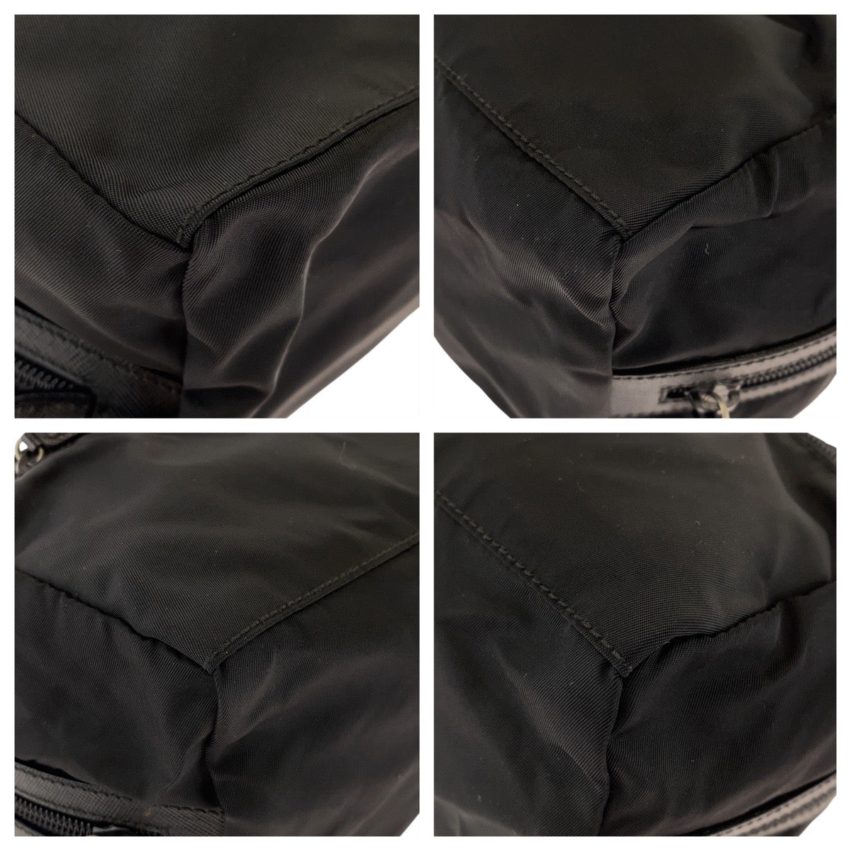 PRADA Clutch bag Nylon, Leather Black SilverMetal Clutch bag business bag pouch Testo Saffiano leather Triangle With logo mens Used Authentic
