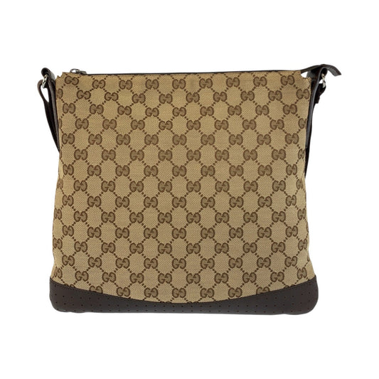 GUCCI Shoulder Bag 145857 GG canvas, leather Beige Brown SilverMetal Shoulder Bag Messenger bag Women Used Authentic