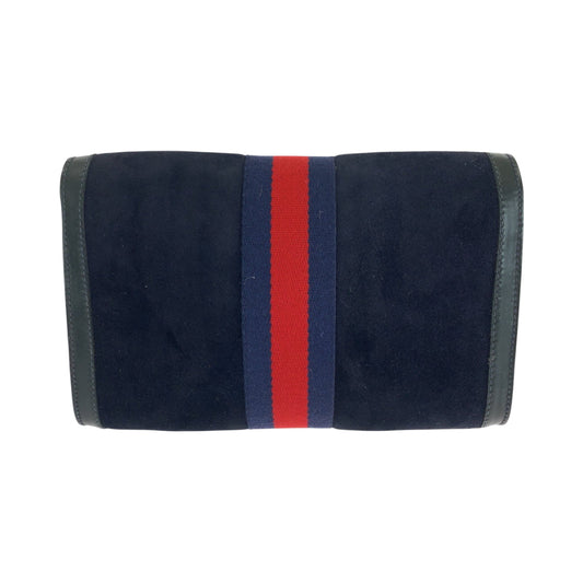 GUCCI Clutch bag 67 014 3088 Suede Navy Red Gold Metal Clutch bag business bag Old Gucci Women Used Authentic