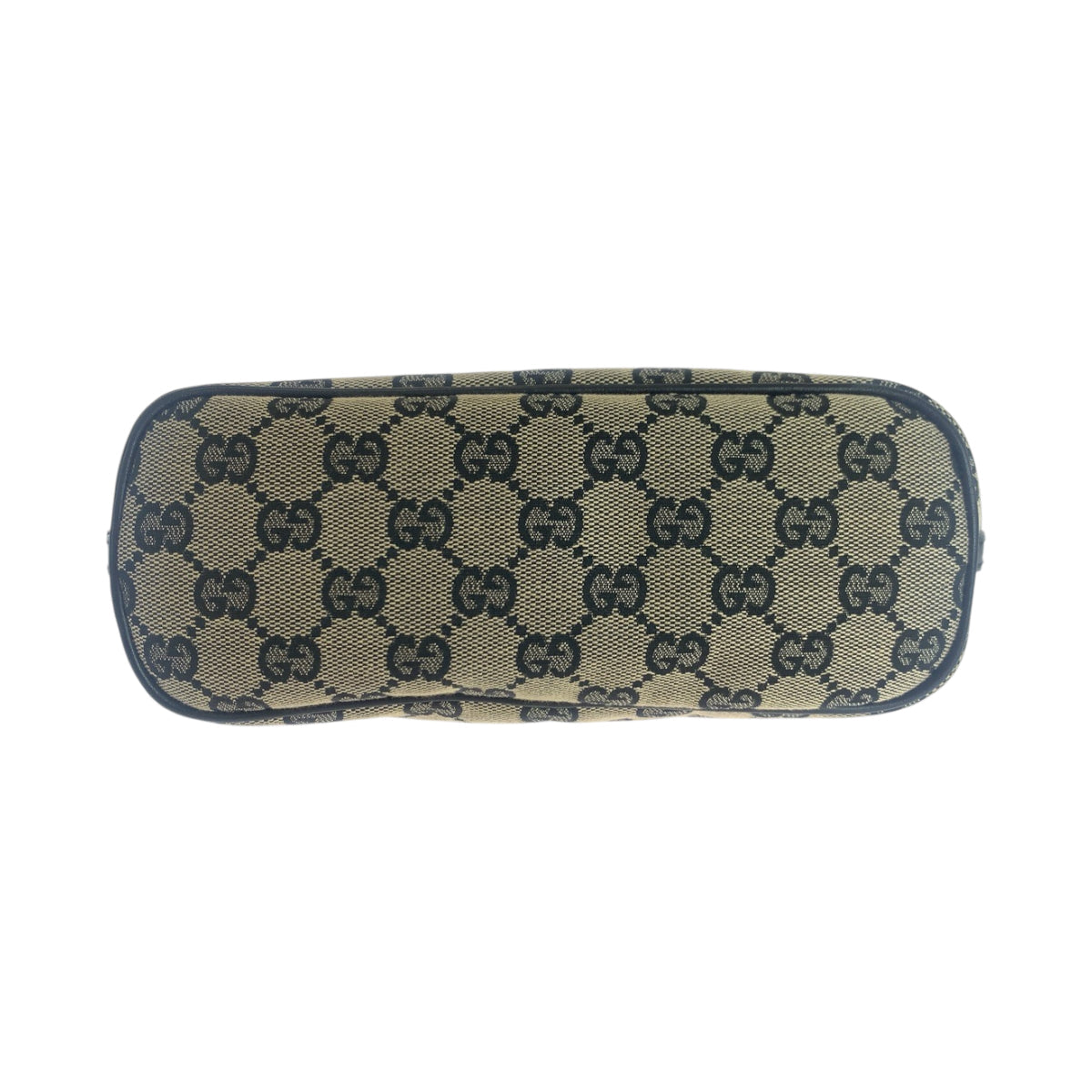 GUCCI Handbag 039 1103 GG canvas Beige Black Gold Metal Handbag accessory pouch Women Used Authentic
