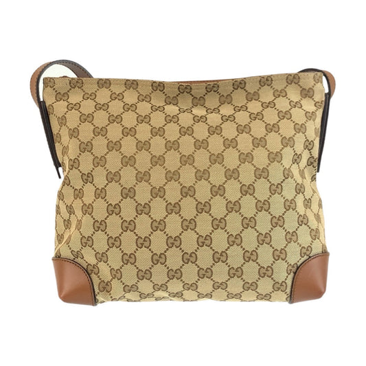 GUCCI Shoulder Bag 337598 GG canvas, leather Beige Brown SilverMetal Shoulder Bag Messenger bag Women Used Authentic