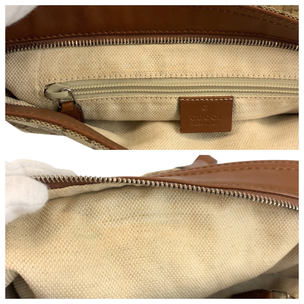 GUCCI Shoulder Bag 337598 GG canvas, leather Beige Brown SilverMetal Shoulder Bag Messenger bag Women Used Authentic