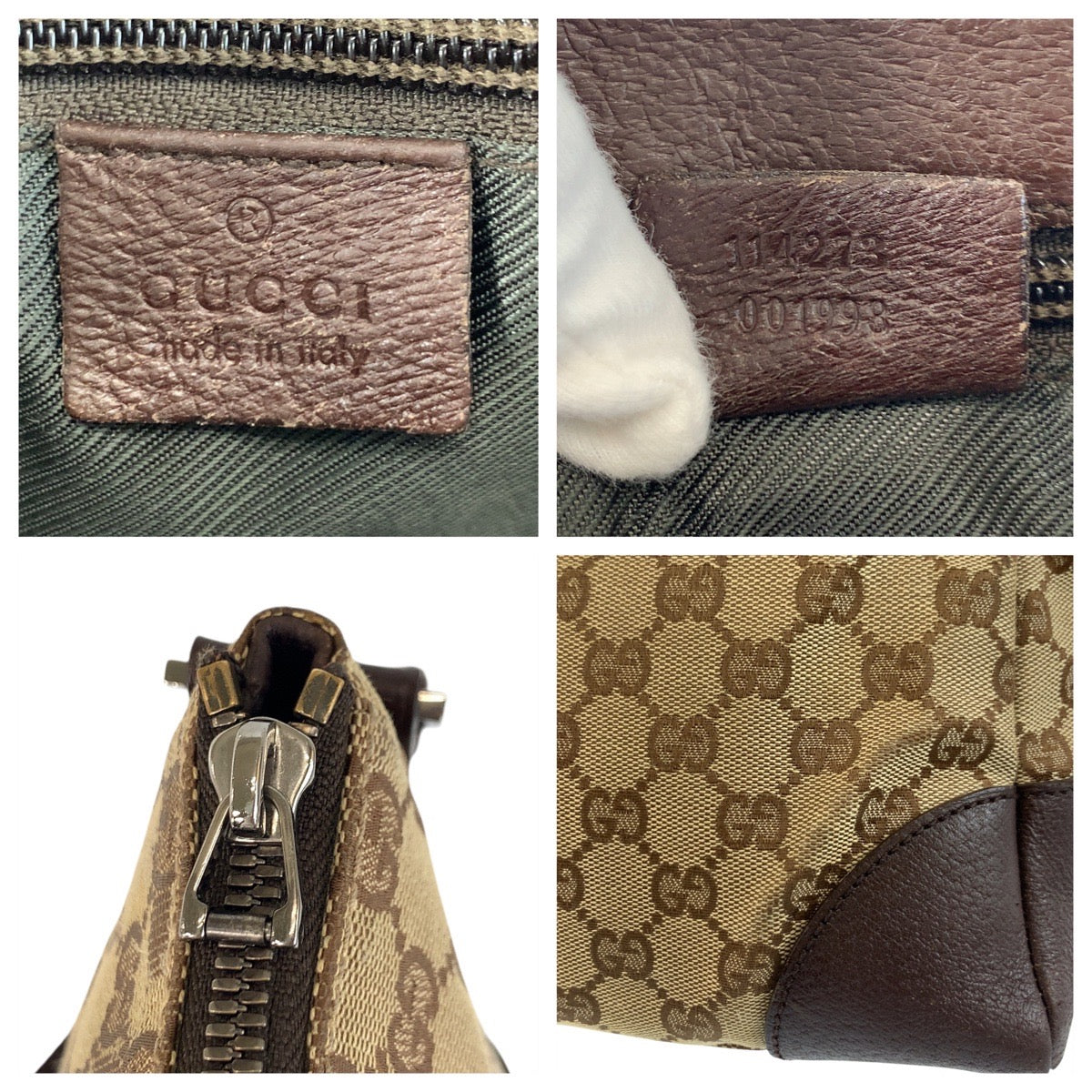GUCCI Shoulder Bag 114273 GG canvas, leather Beige Brown SilverMetal Shoulder Bag Messenger bag Women Used Authentic