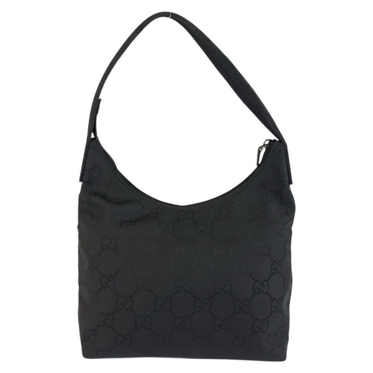 GUCCI Shoulder Bag 001 3386 GG canvas Black SilverMetal Women Used Authentic