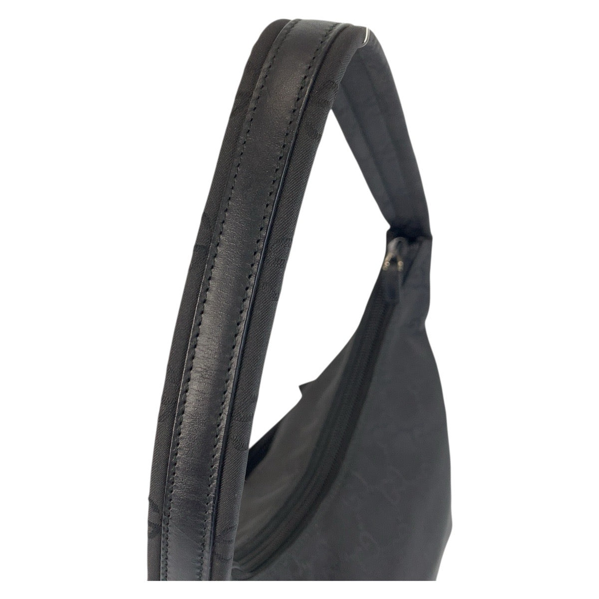 GUCCI Shoulder Bag 001 3386 GG canvas Black SilverMetal Women Used Authentic