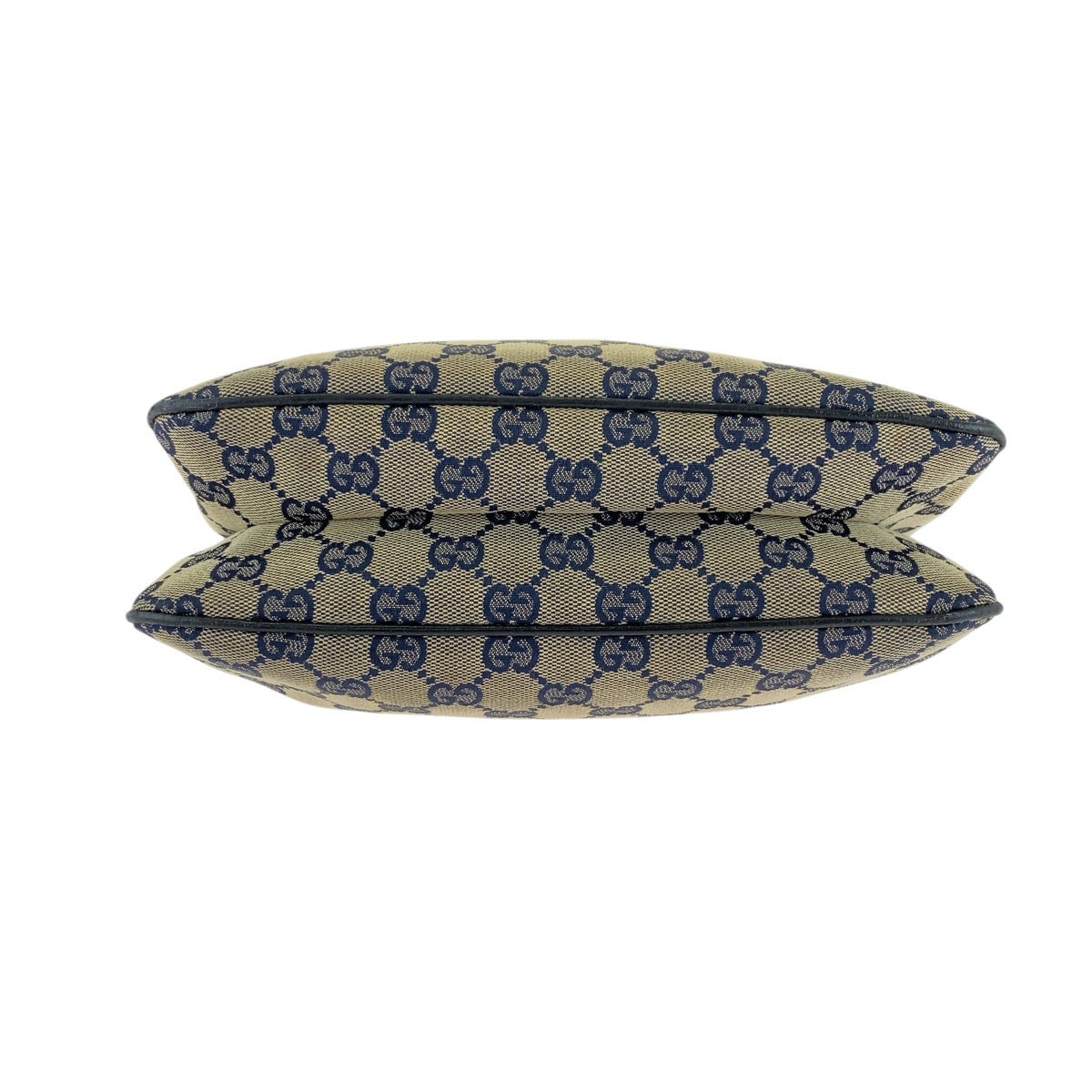 GUCCI Shoulder Bag 145812 GG canvas Gray Navy SilverMetal Sherry line Women Used Authentic