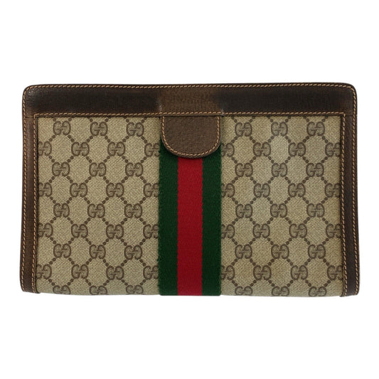 GUCCI Clutch bag 41 001 2825 28 GG Supreme canvas, leather Beige brown Clutch bag business bag Sherry Line Old Gucci mens(Unisex) Used Authentic
