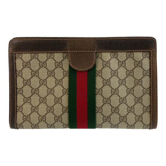 GUCCI Clutch bag 41 001 2825 28 GG Supreme canvas, leather Beige brown Clutch bag business bag Sherry Line Old Gucci mens(Unisex) Used Authentic