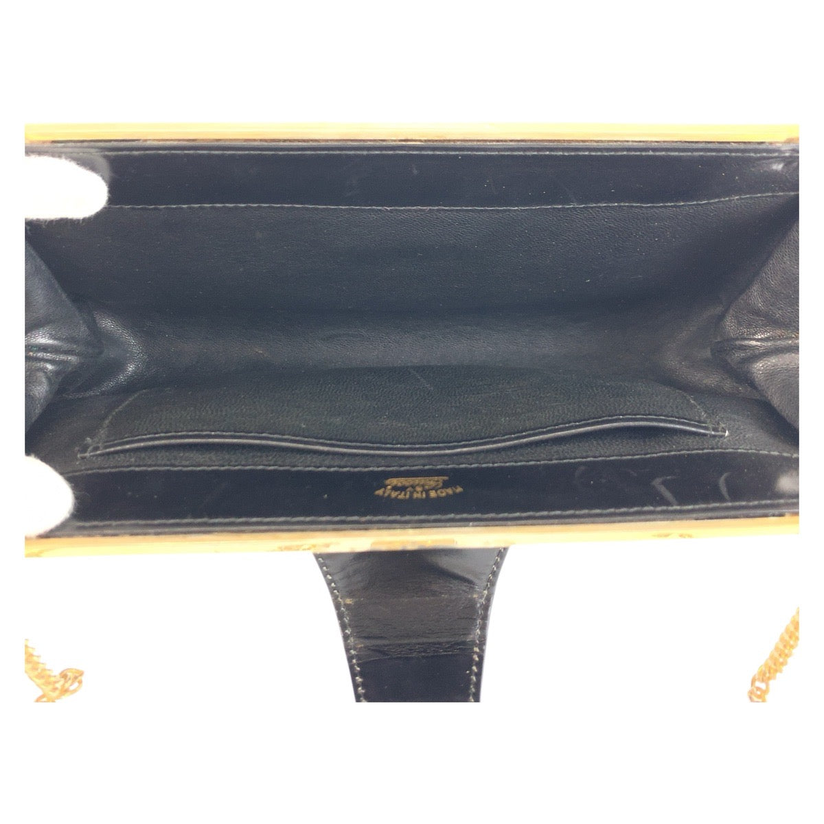 GUCCI Shoulder Bag leather Black GoldMetal ChainShoulder Bag Old Gucci Women Used Authentic