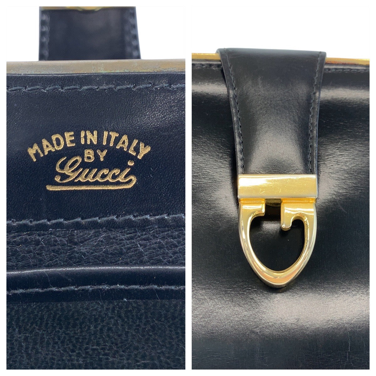 GUCCI Shoulder Bag leather Black GoldMetal ChainShoulder Bag Old Gucci Women Used Authentic