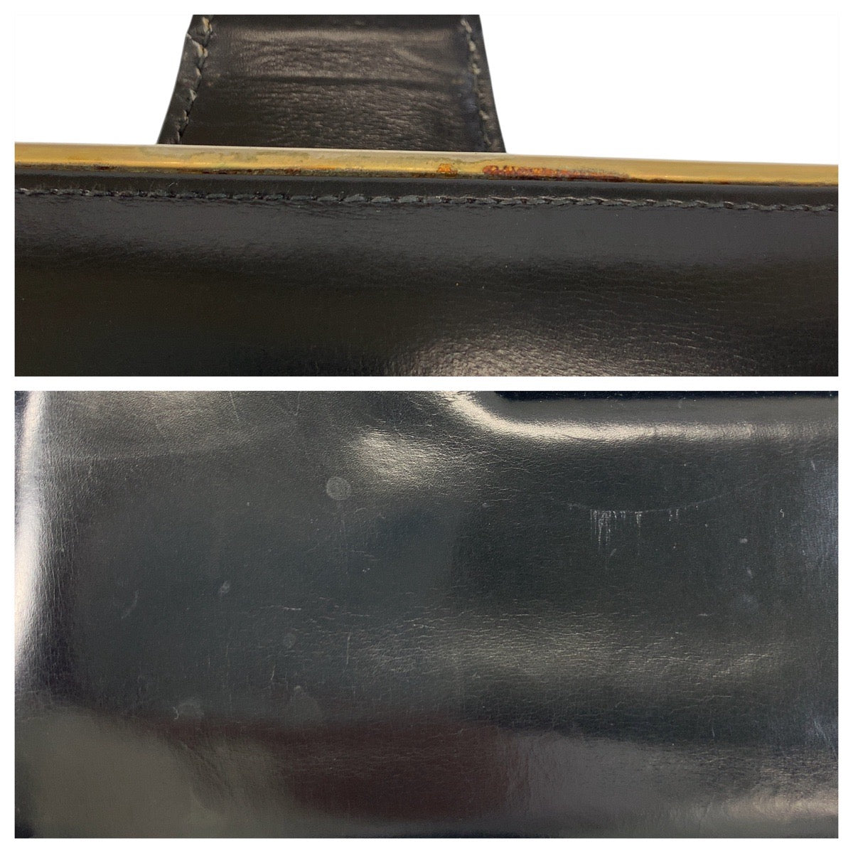 GUCCI Shoulder Bag leather Black GoldMetal ChainShoulder Bag Old Gucci Women Used Authentic