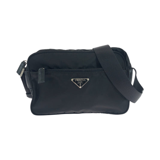 PRADA Shoulder Bag Nylon Black SilverMetal Test Triangle With logo