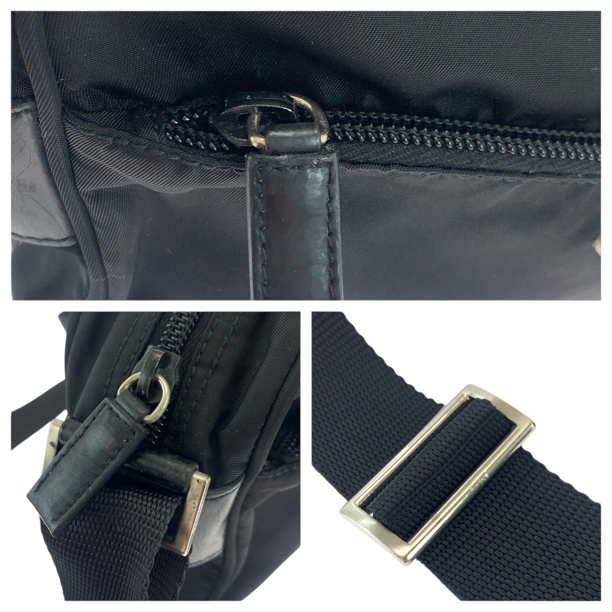 PRADA Shoulder Bag Nylon Black SilverMetal Test Triangle With logo