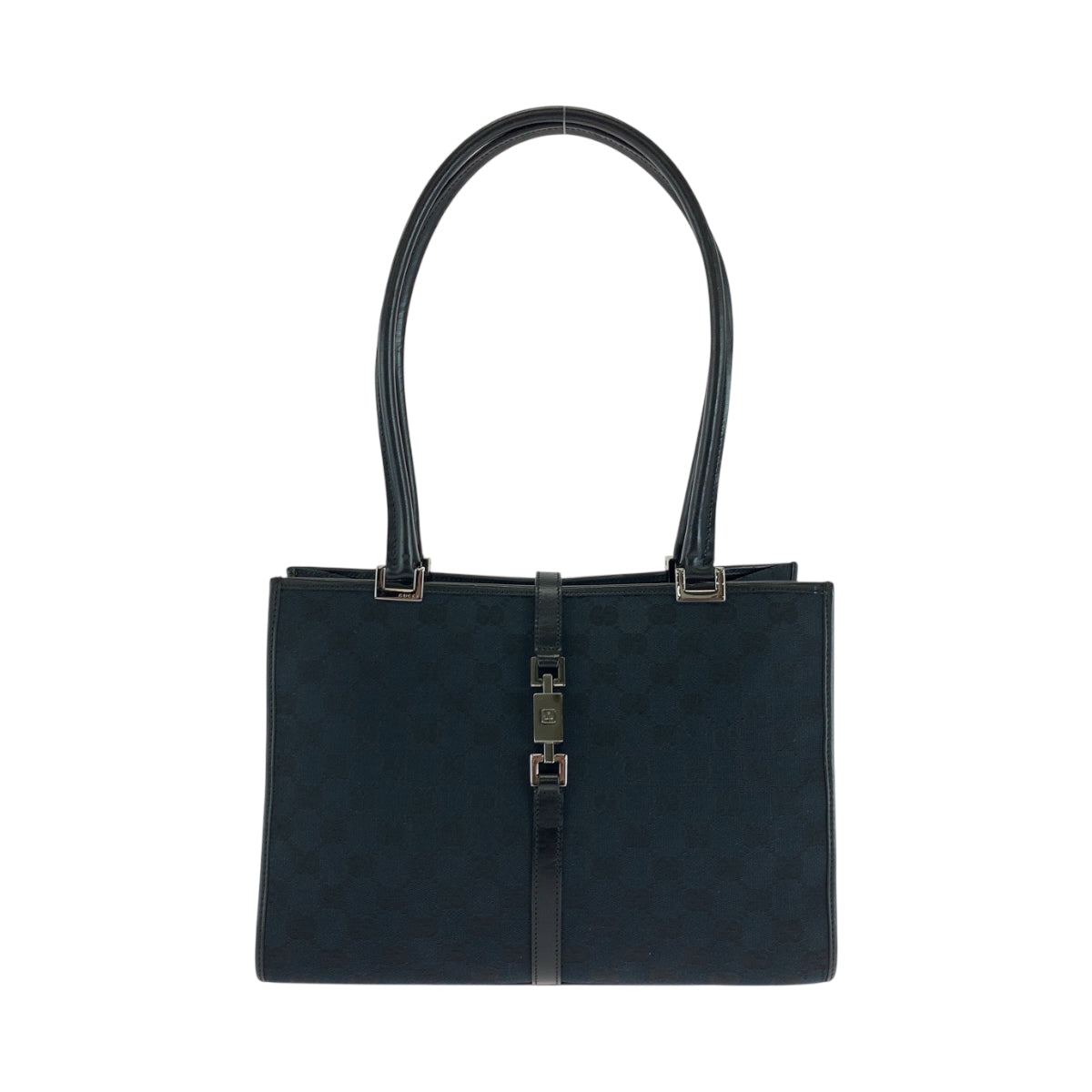 GUCCI Shoulder Bag 002 1073 GG canvas Black SilverMetal Shoulder Bag handbag Jackie Women Used Authentic