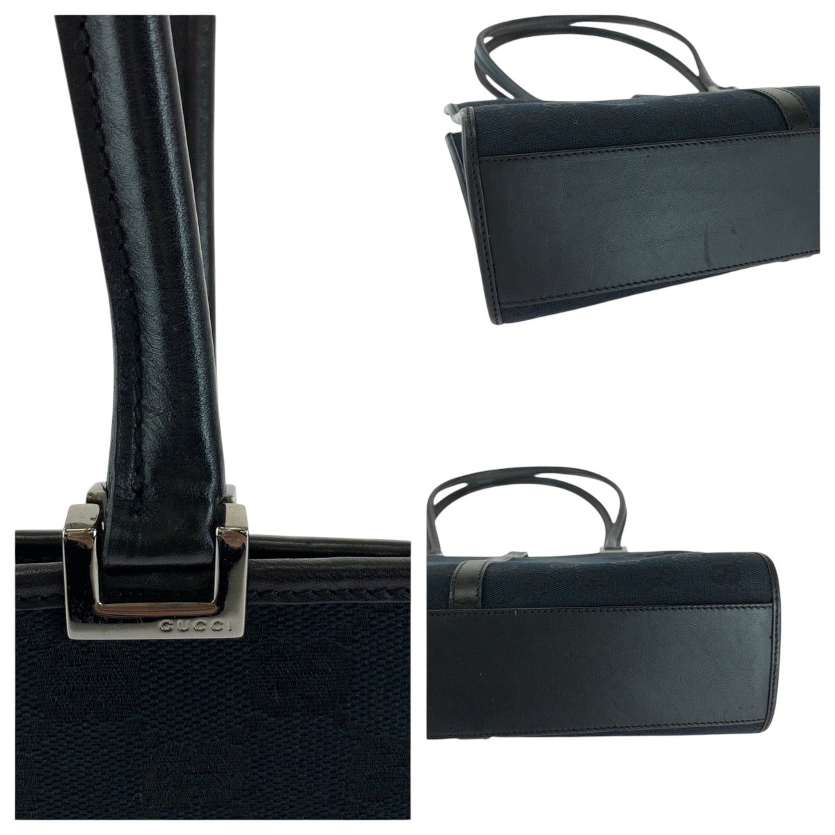 GUCCI Shoulder Bag 002 1073 GG canvas Black SilverMetal Shoulder Bag handbag Jackie Women Used Authentic