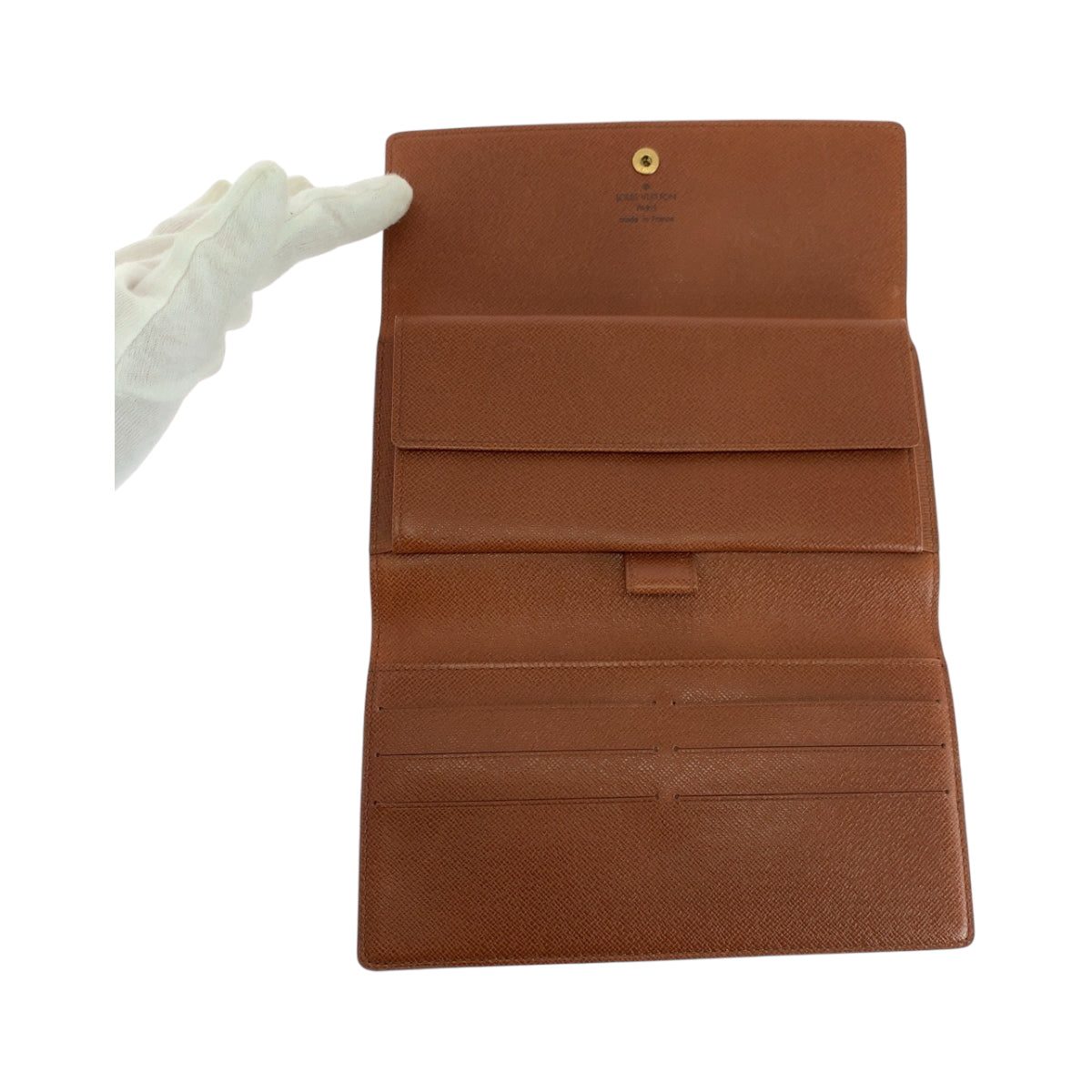 LOUIS VUITTON Long Wallet Purse M61217 PVC Brown Gold Metal Long Wallet Purse Tri-fold Wallet Monogram Portefeuille International Women Used Authentic
