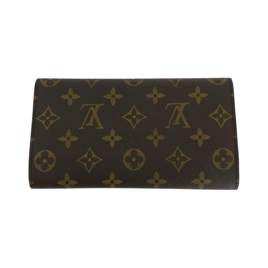 LOUIS VUITTON Long Wallet Purse M61217 PVC Brown Gold Metal Long Wallet Purse Tri-fold Wallet Monogram Portefeuille International Women Used Authentic