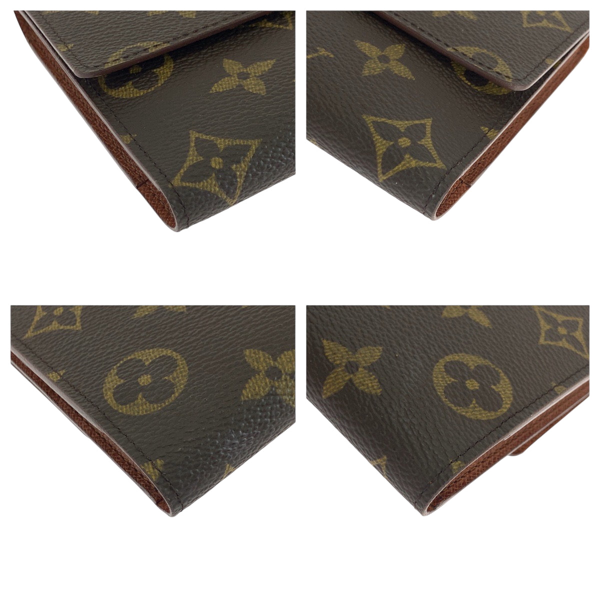 LOUIS VUITTON Long Wallet Purse M61217 PVC Brown Gold Metal Long Wallet Purse Tri-fold Wallet Monogram Portefeuille International Women Used Authentic