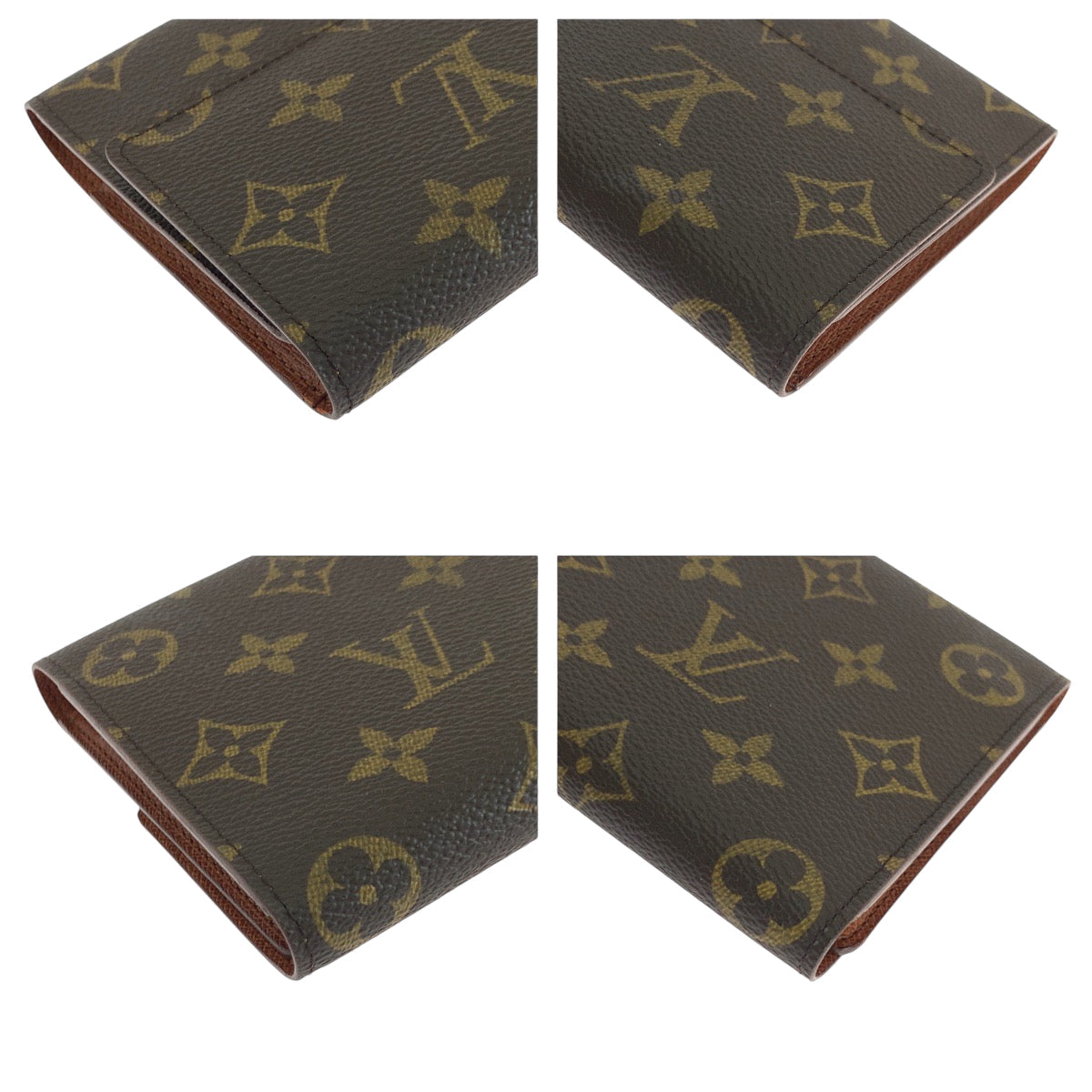 LOUIS VUITTON Long Wallet Purse M61217 PVC Brown Gold Metal Long Wallet Purse Tri-fold Wallet Monogram Portefeuille International Women Used Authentic