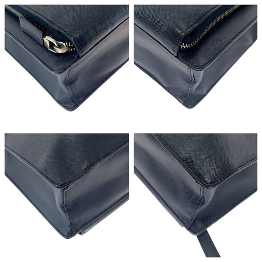 PRADA Business bag VR0081 leather Navy Safiano Triangle With logo